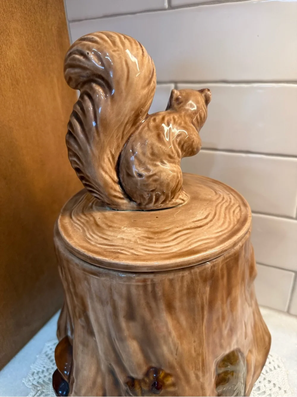 Brown Ceramic Squirrel Cookie Jar - Decorative Food Storage